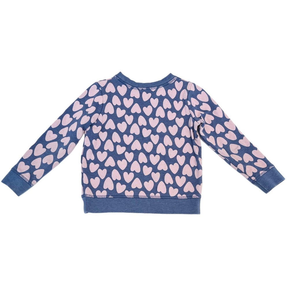Cat & Jack Fleece Lined Kids Navy and Pink Heart Pattern Sweatshirt | Girls 5T - Picture 3 of 7